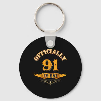 Offically 91 Years Old Today 91st Birthday Gift Keychain