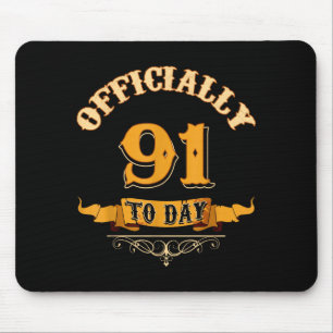 Offically 91 Years Old Today 91st Birthday Gift Mouse Pad