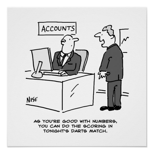 Office Accountant Asked to Score at a Darts Match Poster (Front)