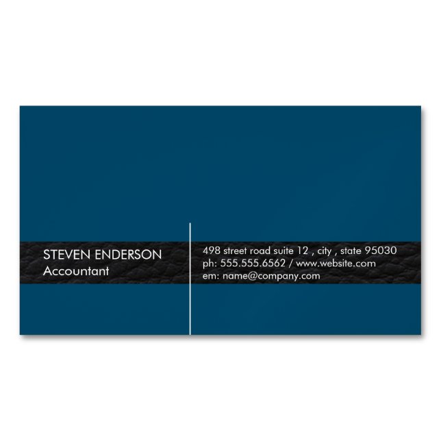Office Accountant / Leather Trim Business Card Magnet (Front)