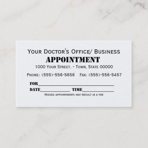 Customizable Appointment Business Card Templates