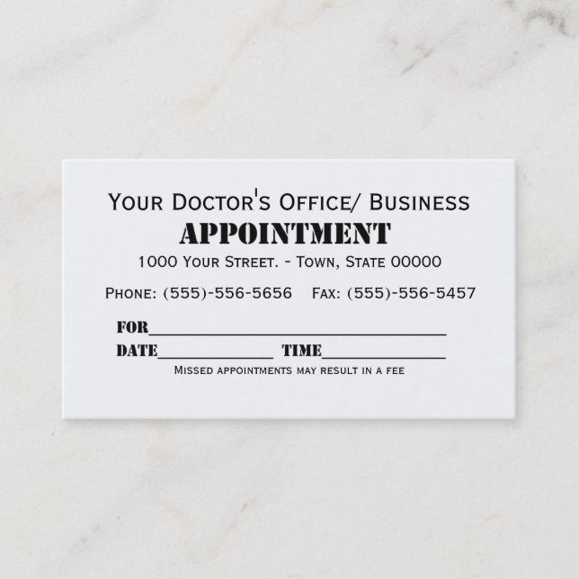 Office Appointment Cards (Front)
