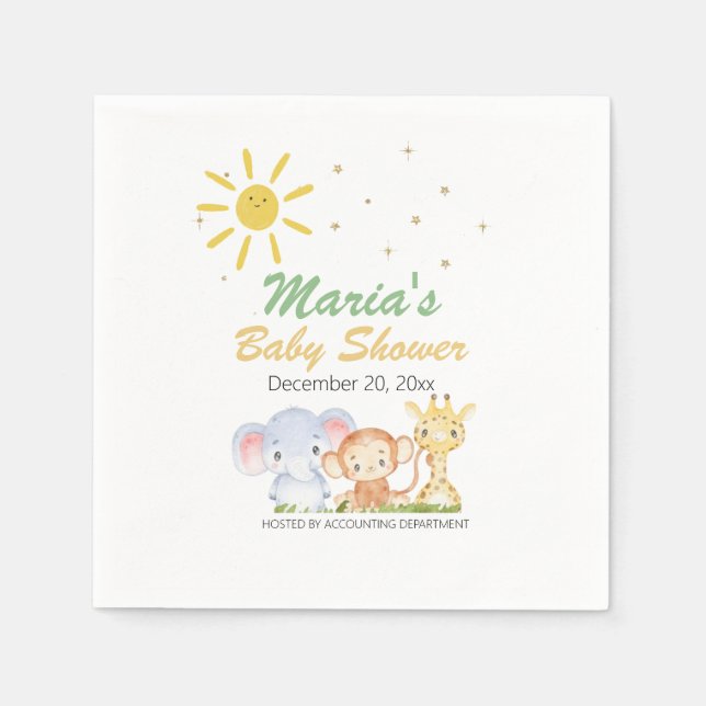Office Baby Shower Animal Jungle Gender Neutral  Napkins (Front)
