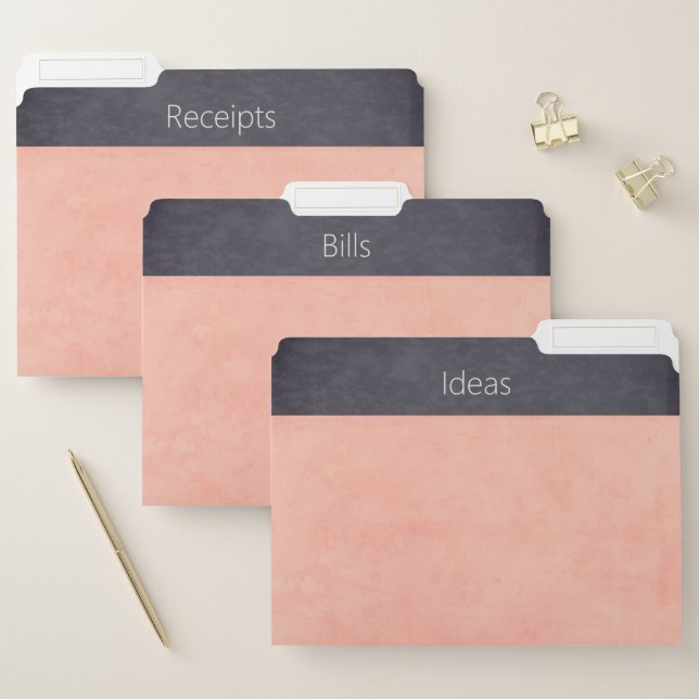 Office Bill Receipts Organizer Pink Modern File Folder (Set)