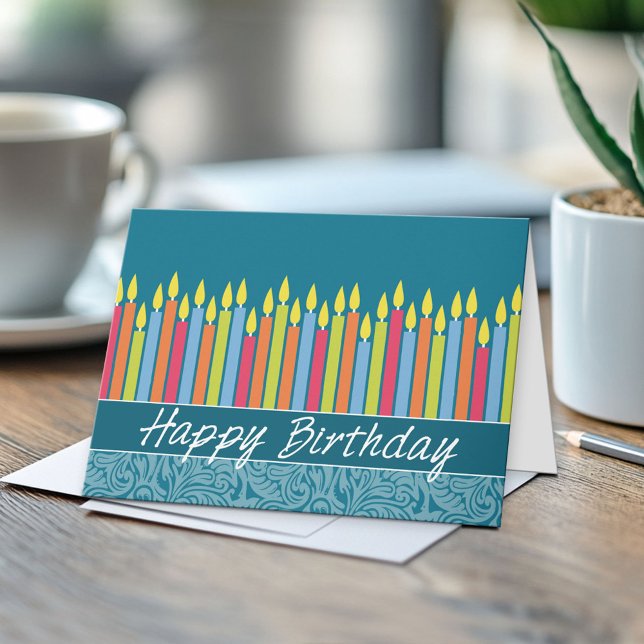Office Birthday Card with Candles (Custom Greeting Card)