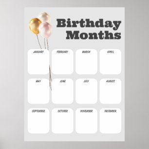 Office Birthday List - Birthday Poster for Office