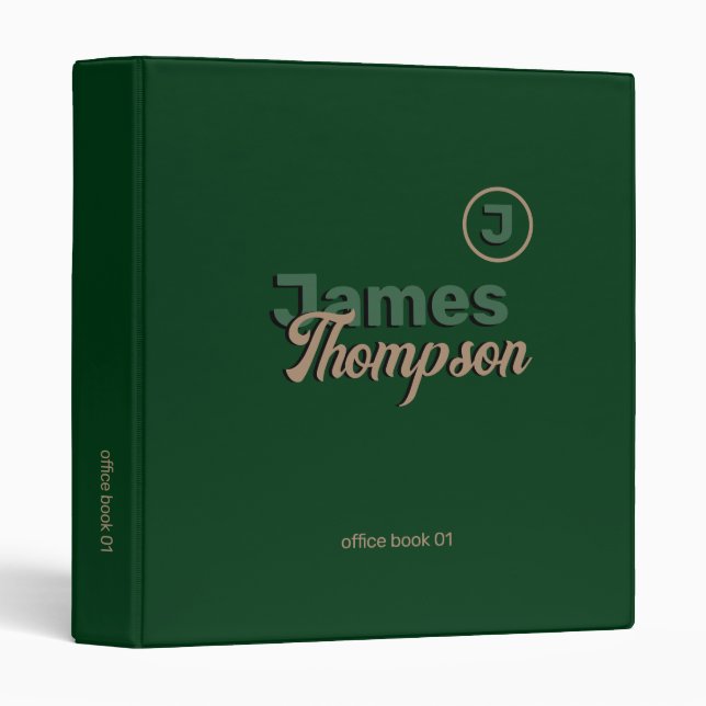 Office Book bold name dark green 3 Ring Binder (Front/Spine)