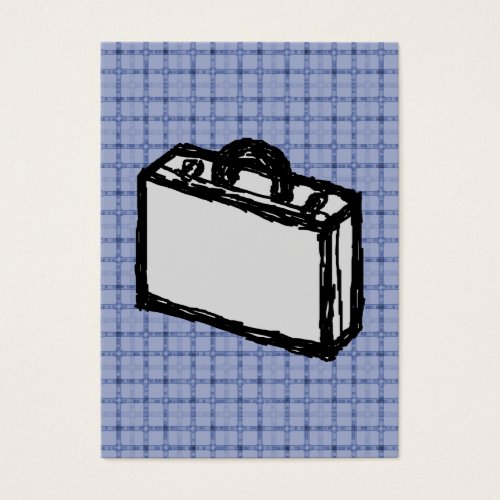 Office Briefcase or Travel Suitcase Sketch. Blue. Business Card Templates