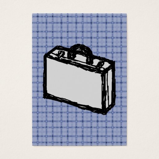 Customizable Office Briefcase or Travel Suitcase Sketch. Blue. Business Card Templates