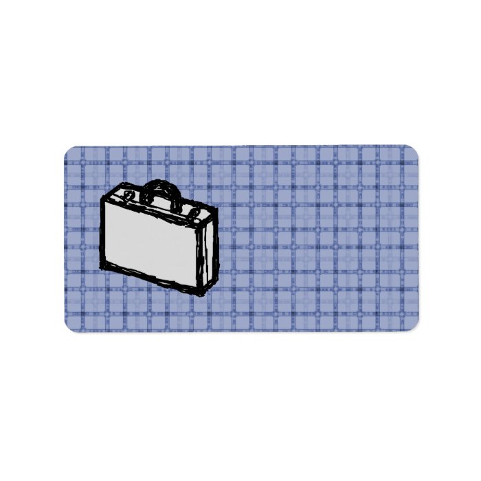 Office Briefcase or Travel Suitcase Sketch. Blue. Address Label