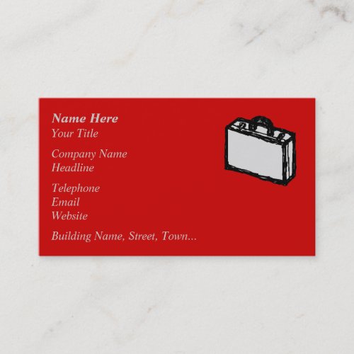 Office Briefcase or Travel Suitcase. Sketch on Red Business Card Template