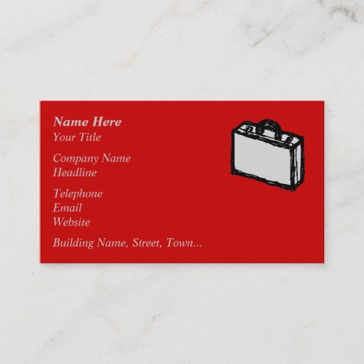 Customizable Office Briefcase or Travel Suitcase. Sketch on Red Business Card Template