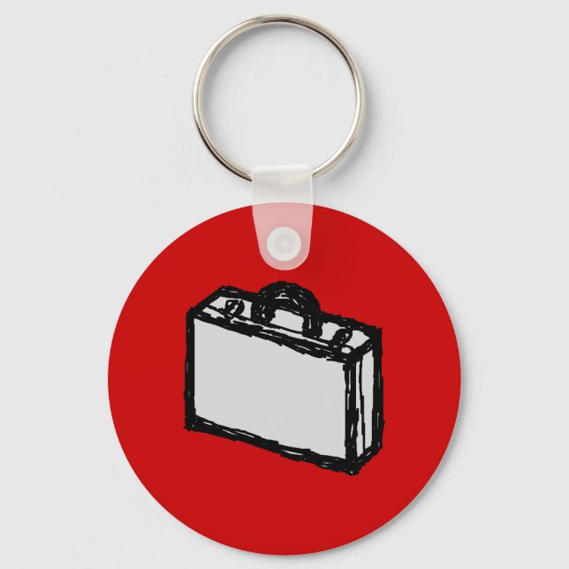 Office Briefcase or Travel Suitcase. Sketch on Red Keychain (Front)