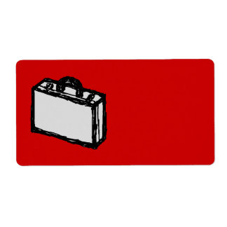 Office Briefcase or Travel Suitcase. Sketch on Red Label