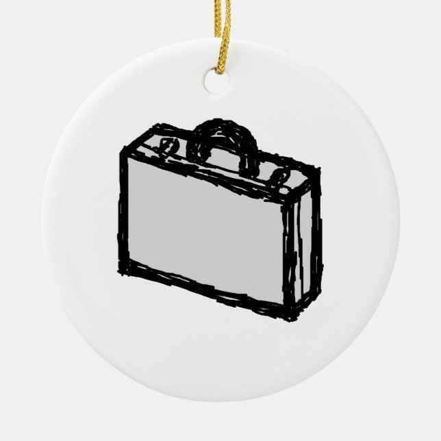 Office Briefcase or Travellers Suitcase. Sketch. Ceramic Ornament (Front)