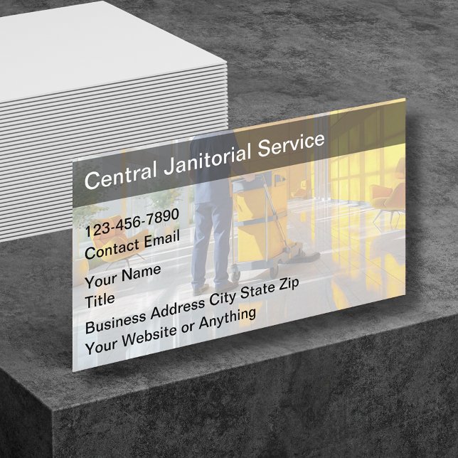 Office Building Janitorial Cleaning Services Business Card (Creator Uploaded)