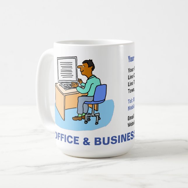 Office & Business Services with Asian Male. Coffee Mug (Front Left)