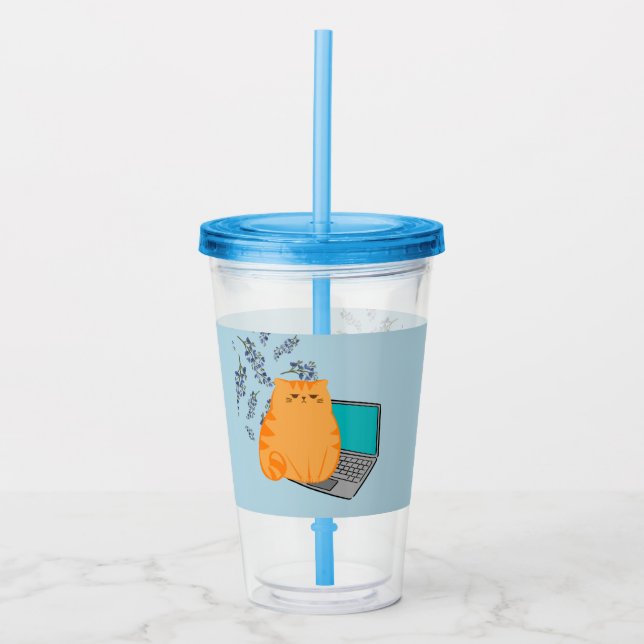Office Cat Acrylic Tumbler (Front)