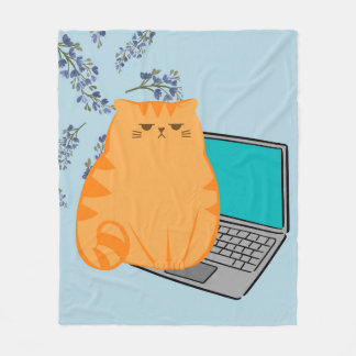 Office Cat Fleece Blanket