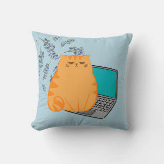 Office Cat Throw Pillow