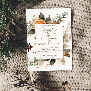 Office Christmas Party invitation rustic botanical