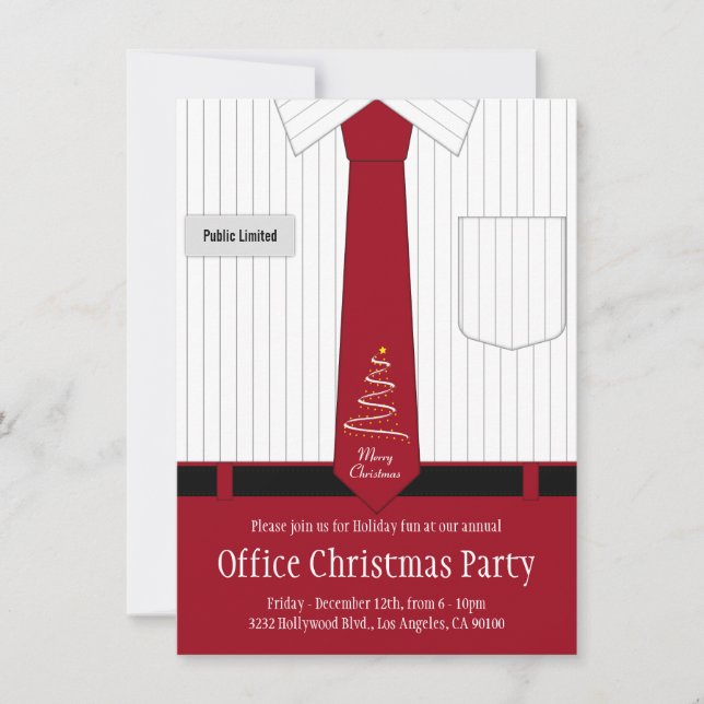 Office Christmas Party Shirt and Tie Invitation (Front)