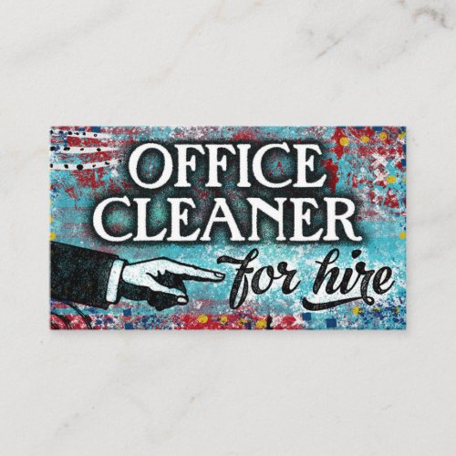 Office Cleaner For Hire Business Cards _ Blue Red