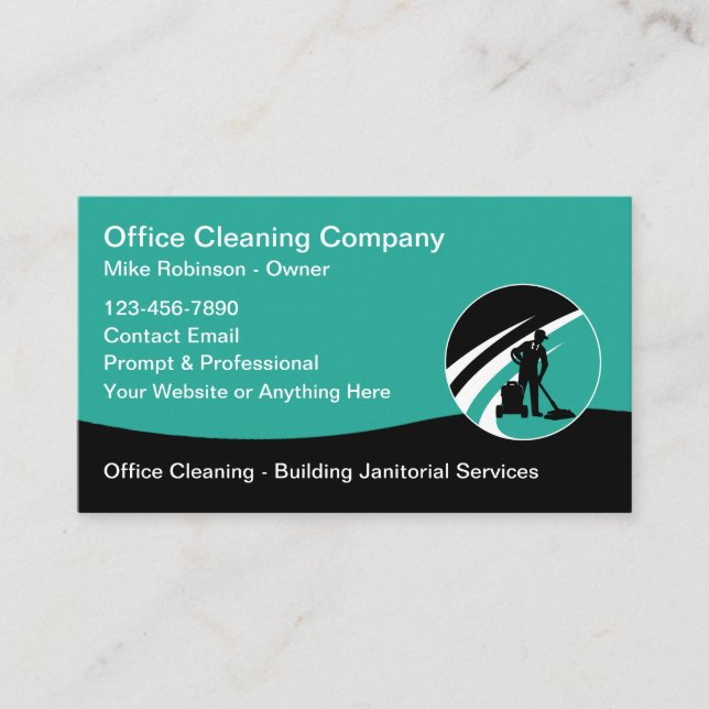 Office Cleaning And Janitorial Services Business Card (Front)
