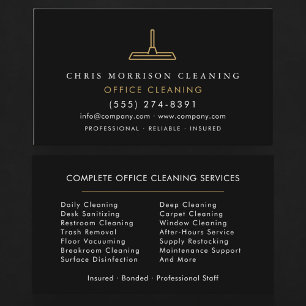 Office Cleaning Professional Black Gold Business Card
