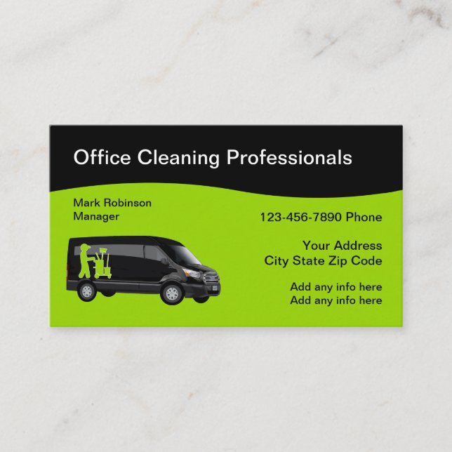 Office Cleaning Professional Modern Business Cards (Front)