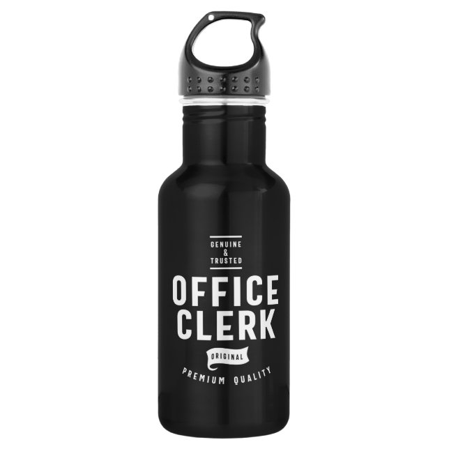 Office Clerk Job Title Gift Stainless Steel Water Bottle (Front)