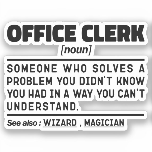 Office Clerk Noun Professional Admin Assistant Sticker (Front)