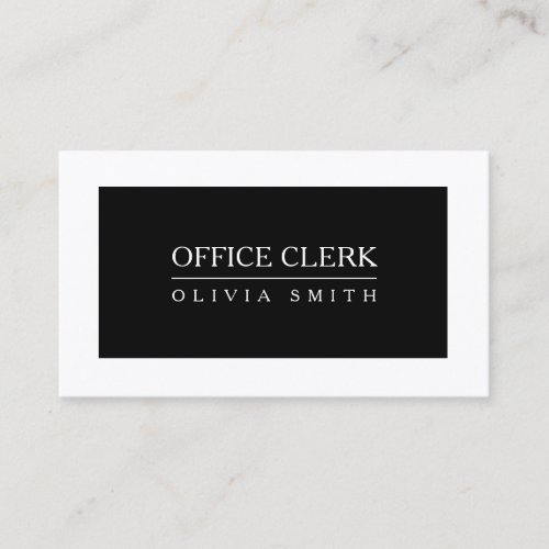 Office Clerk Professional Black and White Business Card
