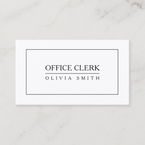 Office Clerk Professional Business Card