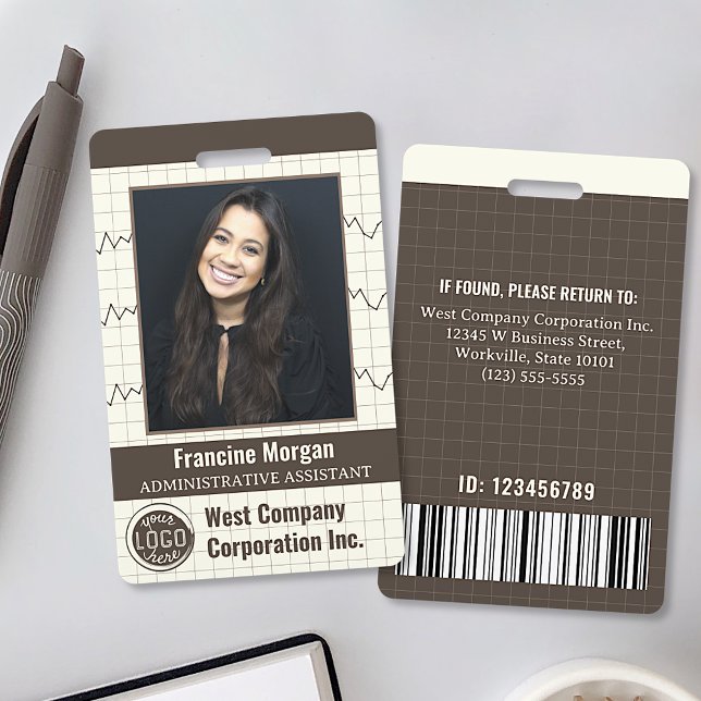 Office Company Custom Employee Photo Bar Code Logo Badge (Creator Uploaded)