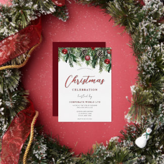 Office Corporate Christmas Party Red Foil Invite