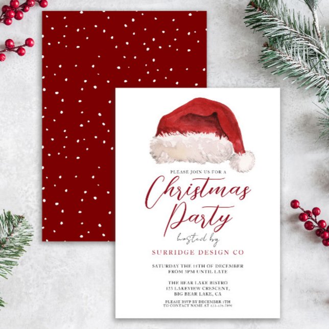 Office Corporate Festive Santa Christmas Party  Invitation (Creator Uploaded)