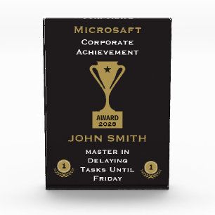 Office Corporate Humor Certificate Acrylic Award