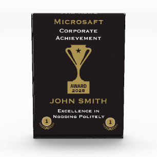 Office Corporate Humor Certificate Acrylic Award