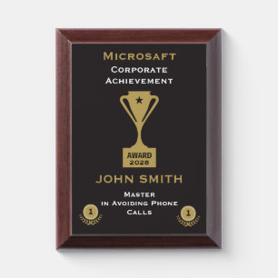Office Corporate Humor Certificate Award Plaque