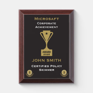 Office Corporate Humor Certificate Award Plaque
