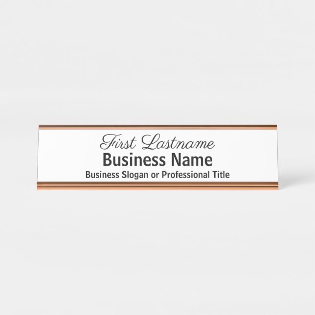 Office Desk Signs Classic Modern Rose Gold Sign (Front)