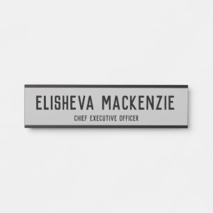 Office Door Name Plate Sign - Gray and Black
