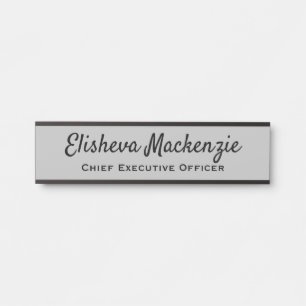 Office Door Name Plate Sign - Gray and Black
