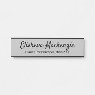 Office Door Name Plate Sign - Gray and Black