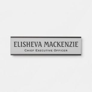 Office Door Name Plate Sign - Gray and Black