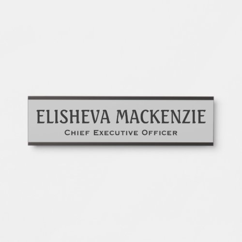 Office Door Name Plate Sign _ Gray and Black