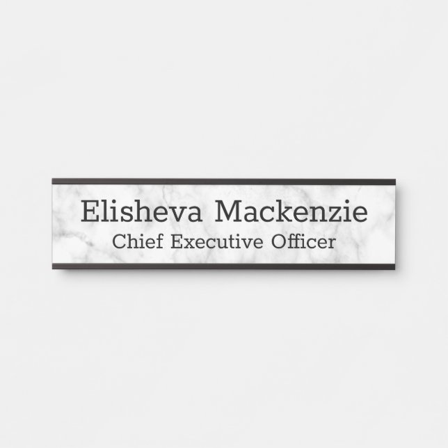 Office Door Name Plate Sign - Grey Marble (Front)