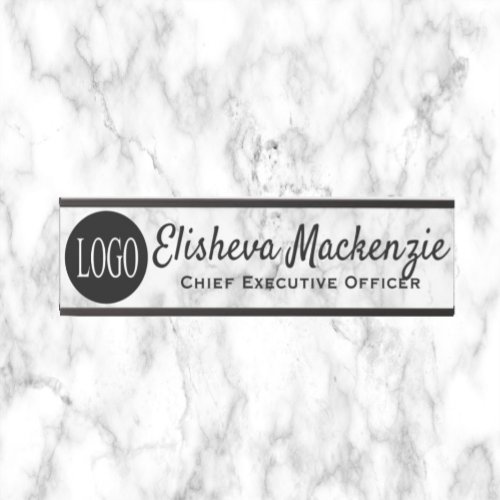 Office Door Name Plate Sign _ Logo Gray Marble