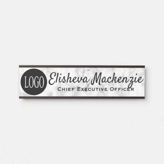 Office Door Name Plate Sign Logo Grey Marble Zazzle Com